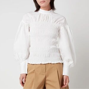 Ganni Cotton Poplin Smock Blouse